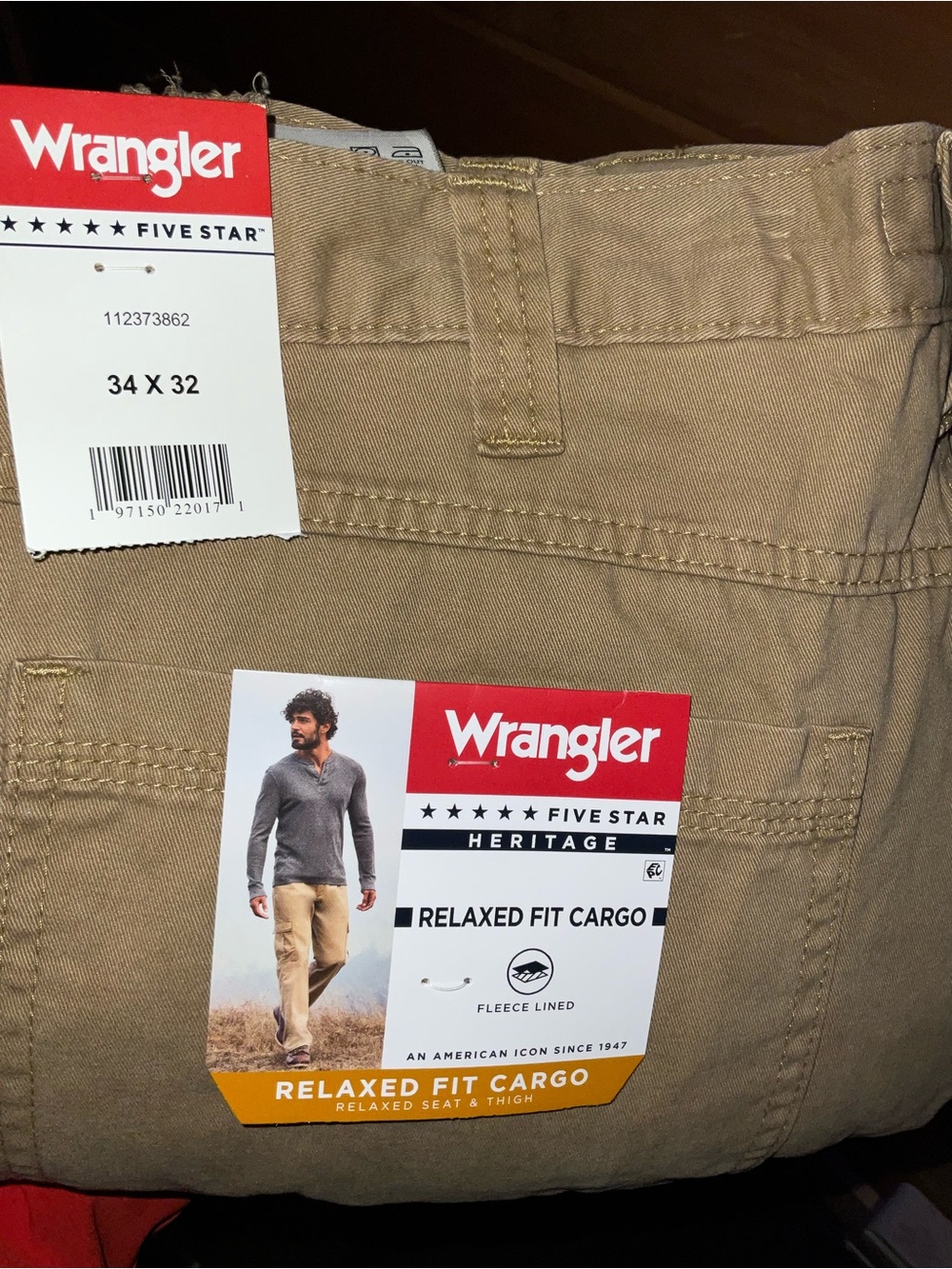 Wrangler Men’s Relaxed Fit Cargo Pants - Khaki